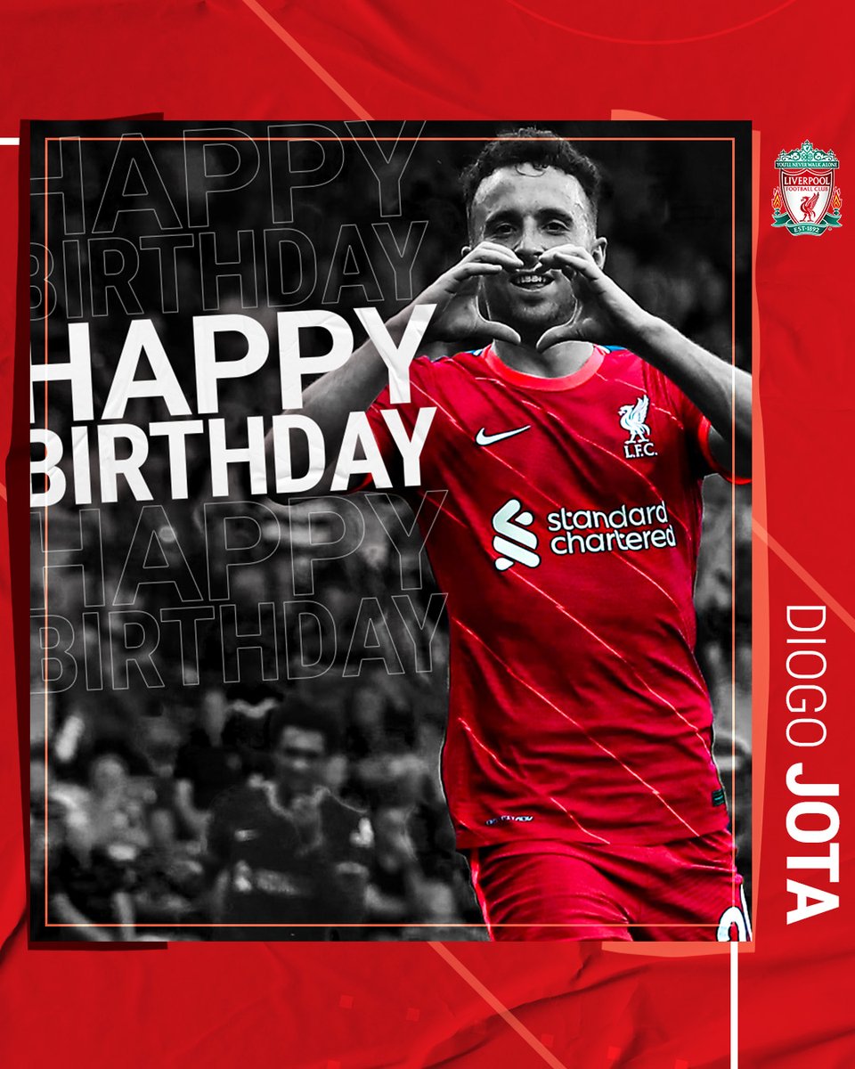 LFC's tweet image. 𝗗 𝗜 𝗢 𝗚 🥳 

Happy birthday, @DiogoJota18 🙌