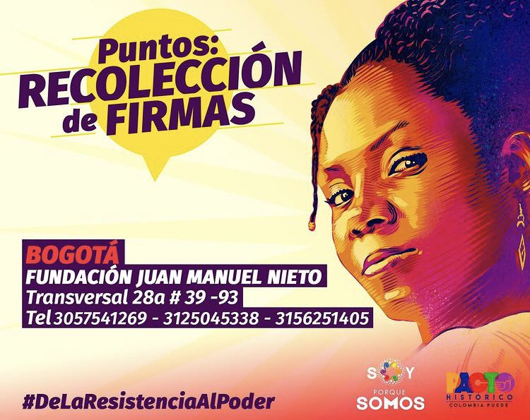 Y usted en Bogotá, ya firmó para que <a href="/FranciaMarquezM/">Francia Márquez Mina</a> pueda participar en la consulta presencial del #PactoHistorico?