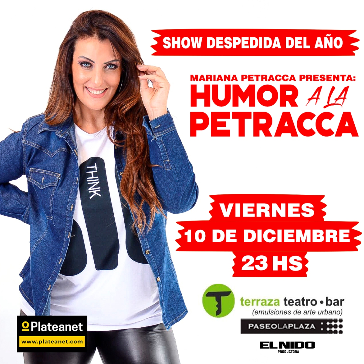 🔥 ¡<a href="/marianapetracca/">Mariana Petracca</a> despide el año con todo en <a href="/PaseoLaPlazaOK/">Paseo La Plaza</a>! Pícara, verborrágica y extrovertida, te espera con un show que te va a hacer reír sin prejuicios
😂 Disfrutá todo su carisma en Humor a la Petracca, el viernes 10/12 a las 23hs
👏 Entradas en bit.ly/30wuLFV
