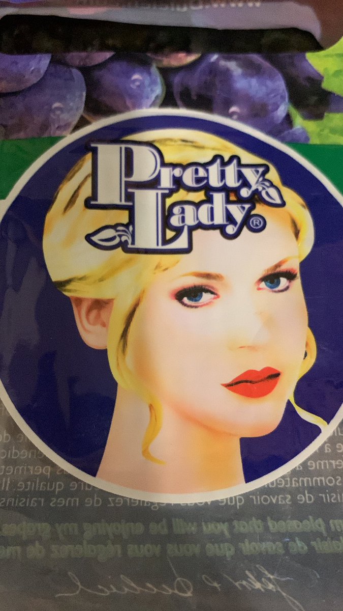 jul928's tweet photo. Anyone ever notice this haunting gal with the fake ears on their grape bags???? Apparently this brand is called “pretty lady” and I’m just trying to raise awareness. #prettladygrapes https://t.co/AyAmIEdFhT