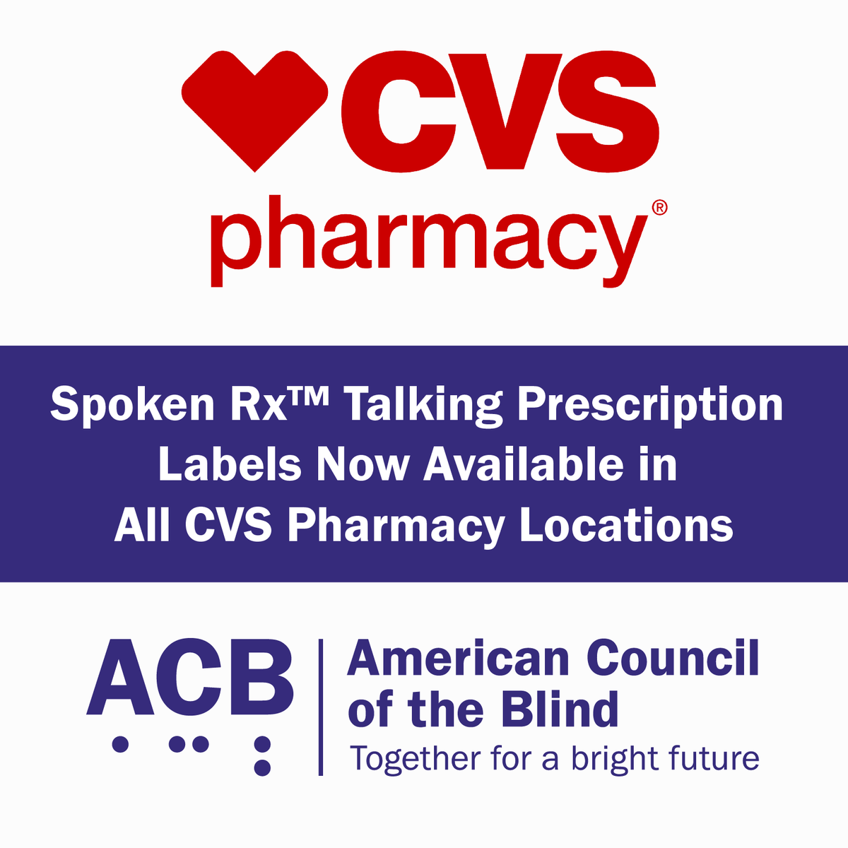 NewLightOnSight's tweet photo. CVS Pharmacy is now offering Spoken Rx™in all its nearly 10,000 pharmacy locations nationwide. Spoken Rx is a technology that allows patients to have their prescription information read aloud. Learn more by visiting https://t.co/tTG36HOZFi. https://t.co/38OUFpFBwH