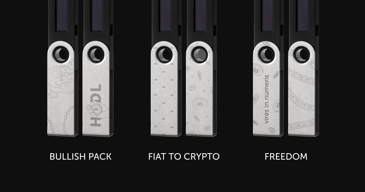 Ledger's tweet photo. Our Swivel Packs for the Nano S are here.

Want to win one? Read on.

The Swivel Pack themes are: bullish, #financialfreedom &amp; fiat to #crypto. If we did another round of swivels, what should the next theme be?

Share below for a chance to win!

T&amp;C here: https://t.co/KjXdj37WQ0 https://t.co/mfJ1Fd6Etr