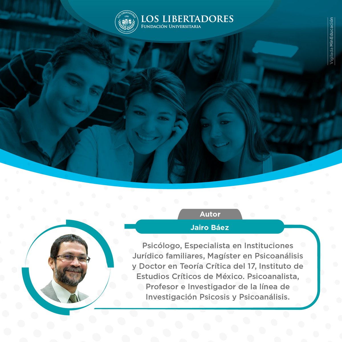 DirInves_FULL's tweet photo. Nuestro #FULLDocente Jairo Báez de la Facultad de Ciencias Humanas y Sociales, es uno de los autores de este Libro y hará parte de este evento.
El Dr. Jairo Báez es Psicoanalista, Profesor e Investigador de la línea de Investigación Psicosis y Psicoanálisis. https://t.co/oNJhKkFuUp