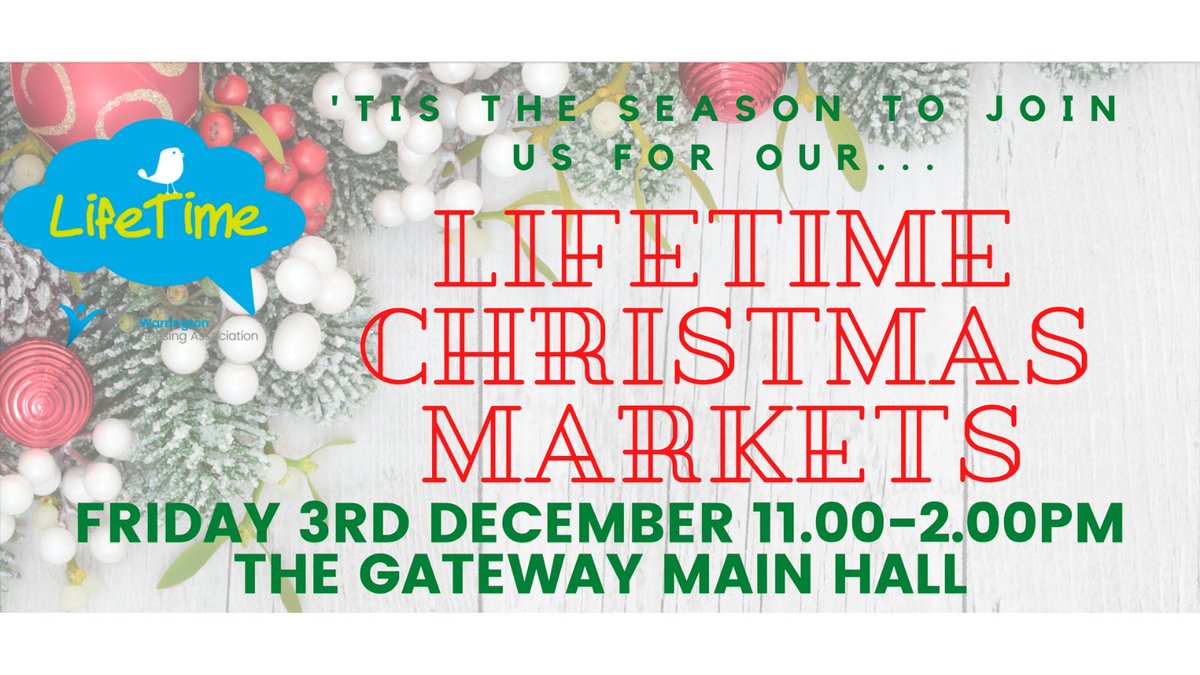 WHAorguk's tweet photo. 🎁 Do you still have some gifts to buy? Pop into @TheGatewayWarr tomorrow!

🎄At this year's @LifeTimeGateway Warrington Christmas Marketplace there will be lots of exciting stalls for you to enjoy.

🎅Don't miss it, it is going to be a cracker!

#Warrington #ChristmasShopping https://t.co/QhTVPlGt7Y