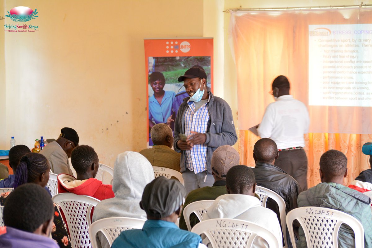TFamiliesKe's tweet photo. Dr. Kipchumba Chelimo Byron takes the athletes through talent identification and development in sport performance... Athletes get to participate through Q&amp;A sessions as well as physical activity.
#NitasimamaImara #EndGenderBasedViolence
@TFamiliesKe @UNFPAKen @ElgeyoMarakwetC https://t.co/Ge0Oa14dGD