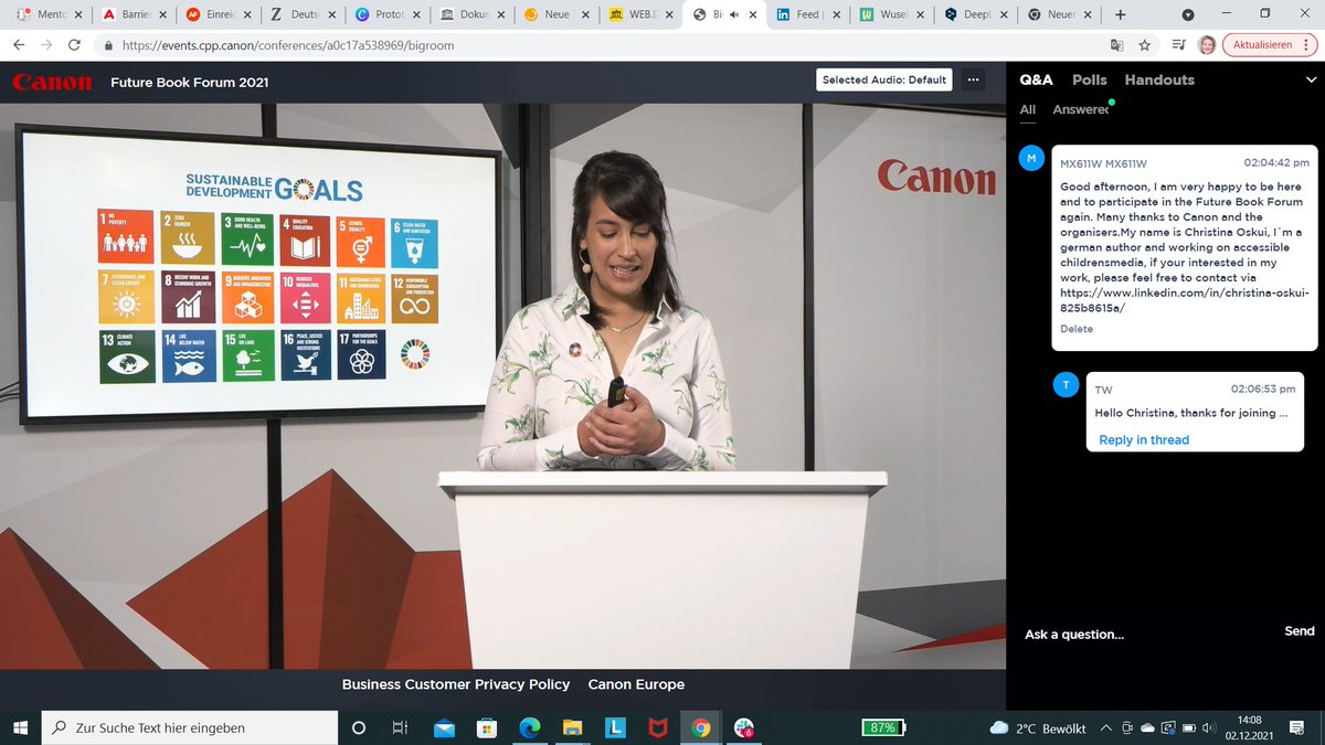OskuiChristina's tweet photo. Canon Future Book Forum starts right now! #canon #boev #books #FutureBookForum #Goals #PublishingContent #ClimateChange https://t.co/B2WU15tijb