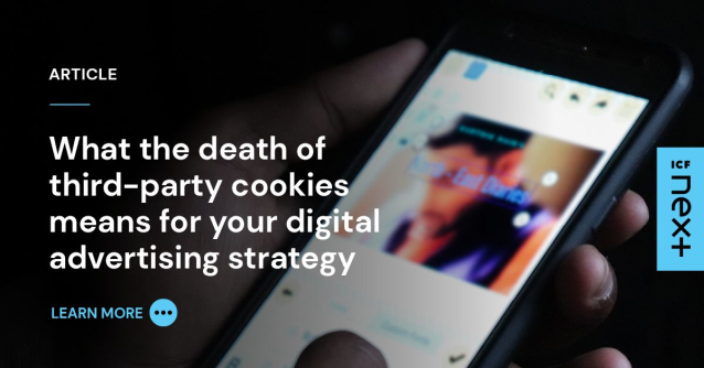 LizWittRecruit's tweet photo. As third-party cookies continue to crumble, how should marketers respond? My @ICFNext colleagues Akilah Winbush and Larry Guerrero make the case for using this moment as an opportunity to develop deeper connections with customers. https://t.co/dn1jjeK0ut https://t.co/WI6GoiMFPB