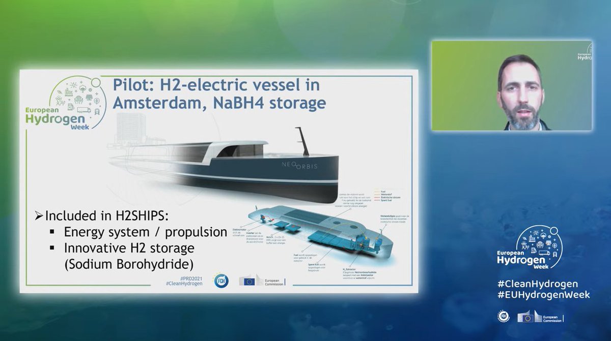 Our project coordinator Christian-Frédéric Berthon presenting the H2Ships pilot projects (including <a href="/PortofAmsterdam/">Port of Amsterdam</a>) at the @fch_ju programme review days! #PRD2021 #EUHydrogenWeek

<a href="/SEZ_Europa/">SEZ</a>
<a href="/INTERREG_NWE/">Interreg NWE</a>