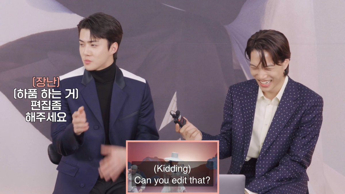 oshcuddles's tweet photo. SEHUN ASKING KAI WHY HE YAWNED IN THE MUSIC VIDEO AND TELLING THE STAFF TO EDIT THAT PART OUT I CAN’T WITH HIM 😂😂 https://t.co/17uQHprH3z