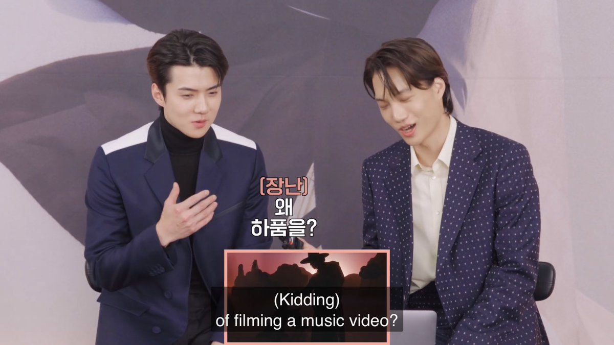 oshcuddles's tweet photo. SEHUN ASKING KAI WHY HE YAWNED IN THE MUSIC VIDEO AND TELLING THE STAFF TO EDIT THAT PART OUT I CAN’T WITH HIM 😂😂 https://t.co/17uQHprH3z
