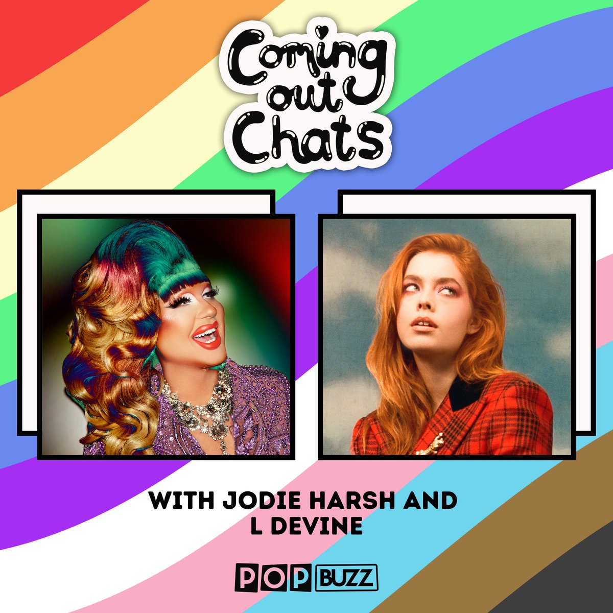 🏳️‍🌈A new episode of ‘Coming Out Chats’ is out now🏳️‍🌈

In this episode @jodieharsh chats with @LDevineMusic about their coming out journeys, sneaking into gay clubs, drag and so much more✨ #ComingOutChats

Listen here➡️ popbuzz.co/3piJi0E