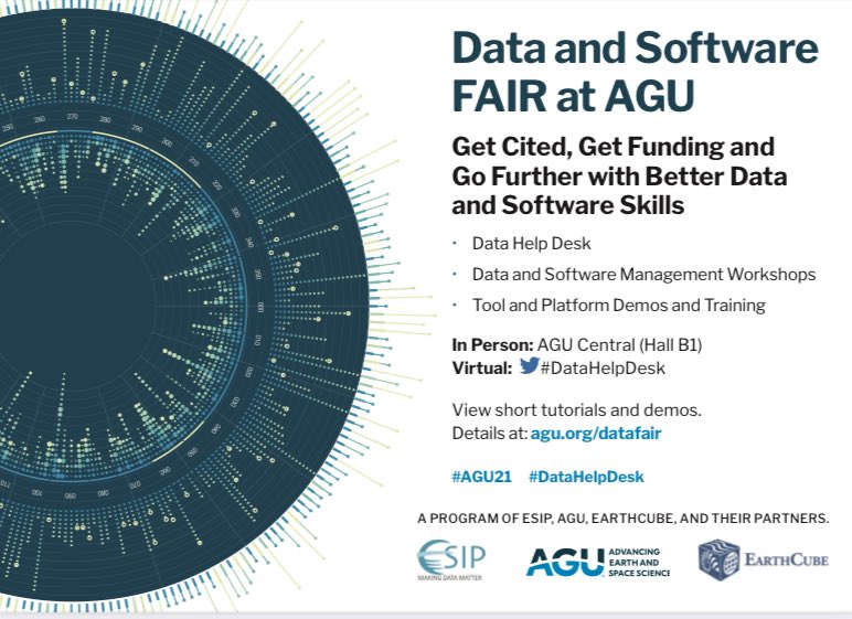 ESIPfed's tweet image. Have questions about #EarthScienceData? Make sure to catch @EarthDataHelp at @theAGU Fall Meeting. Send in questions #DataHelpDesk during #AGU21.