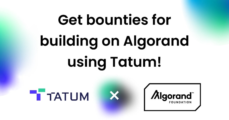 tatum_io's tweet photo. To celebrate our newly launched @Algorand support, the @AlgoFoundation is offering 3 huge bounties to build apps on their blockchain with Tatum! 

The first 1,000 devs to sign up will build for free for 3 months!

Find out more: https://t.co/pOemHFR9DG