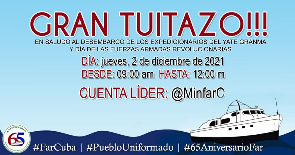 Tuiteros revolucionarios, contra el enemigo que se retira y en honor a los fundadores, a ráfagas FUEGO
#FarCuba 
#PuebloUniformado 
#65AniversarioFAR