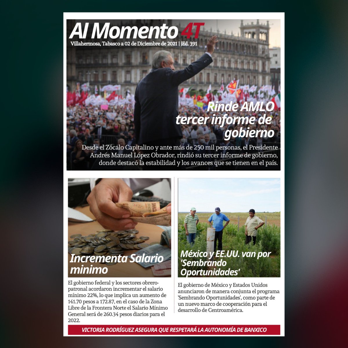 Punto4T's tweet image. 📰 En Portada

- Rinde AMLO tercer informe de gobierno 
- La 4T a mitad del camino  

Toda la información aquí👇🏼
almomento4t.com