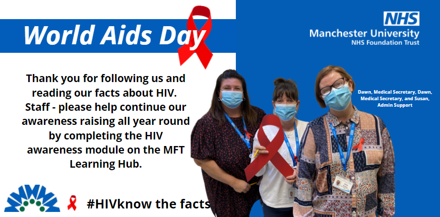 Yesterday was World Aids Day and staff throughout the hospital are helping us raise awareness of the facts about HIV. Together, let’s end the stigma. #endHIVstigma #hivknowthefacts ⁦
@MFTnhs