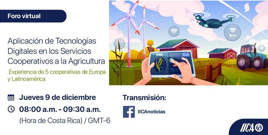 IICAnoticias's tweet photo. #SaveTheDate
✅Foro virtual
📌Aplicación de Tecnologías Digitales en los Servicios Cooperativos a la Agricultura: Experiencias de 5 cooperativas de Europa y Latinoamérica. 
🗓️ 9 de diciembre.
⏰ 8 hrs Costa Rica 🇨🇷 / GMT-6.
📺Transmisión en vivo 👉🖱️ https://t.co/vpzzwbHcS8 https://t.co/4sF974N9Yz