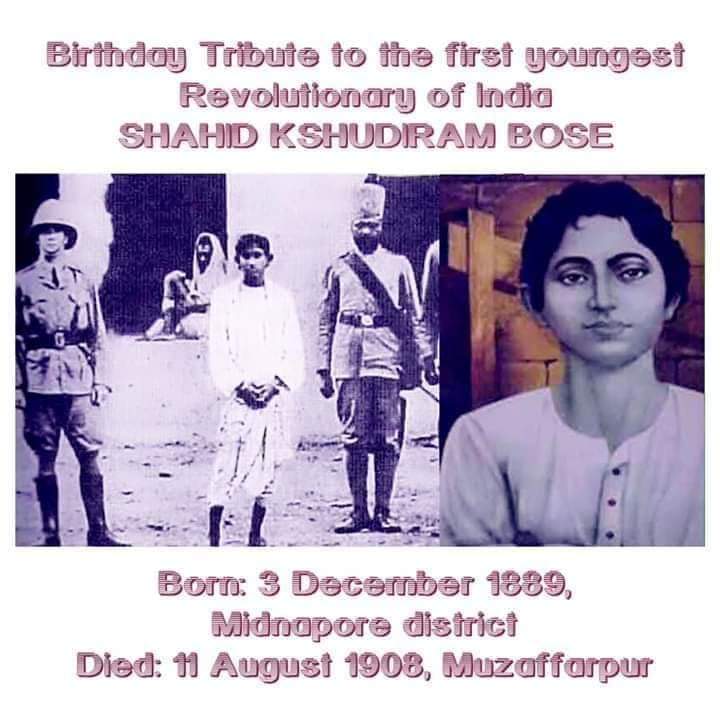 My humble tributes and Salute to #KhudiramBose on his birthday🙏🏻

One of the youngest revolutionary in #India ...

At the time of his hanging, #Khudiram was 18 years, 8 months, and 11 days old, making him one of the youngest revolutionaries...

#khudirambose #BOSE
#குதிராம்போஸ்