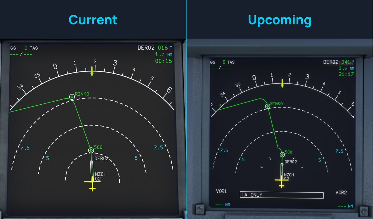FlyByWireSim's tweet image. We are working to expand our LNAV implementation to support more accurate path predictions and turns. Here is a preview of a capture turn into a course-to-fix leg, and an overfly turn direct to a fix, reproducing exact real life path drawings.

Coming soon to an FMS near you!