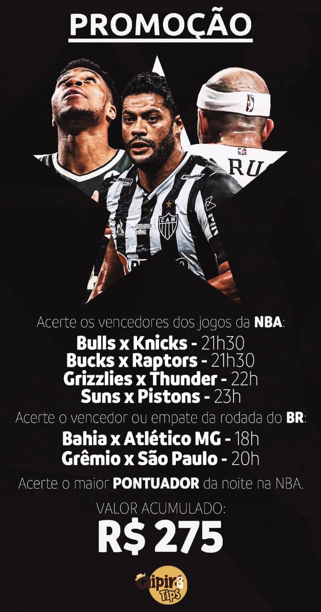 CaipiraTips's tweet photo. ⚽️🏀PROMOÇÃO🏀⚽️
⚠️ATENTOS! TEM QUE ACERTAR O MAIOR PONTUADOR DA NOITE NA NBA!
Regras:
-Não tendo acerto, vamos acumular +R$25,00
-Faremos a promoção todos os dias
- 1 palpite por pessoa
-Mais de 1 ganhador, vamos pro sorteio
-  Deixar o❤️,🔁e seguir aqui!
 Boa sorte! https://t.co/7MpBhEw4qG