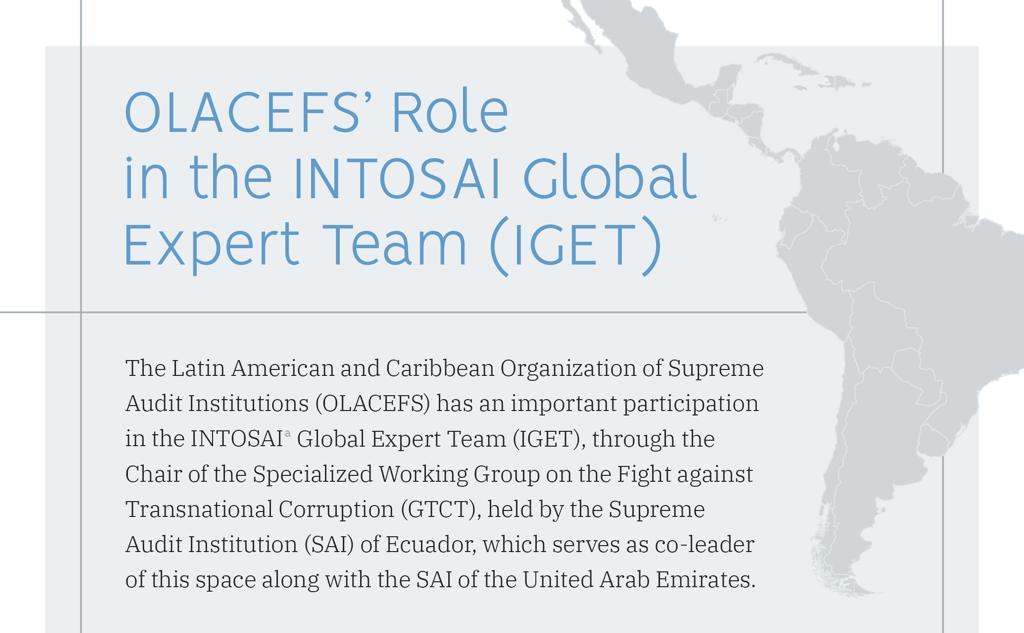 OLACEFS_oficial's tweet photo. The OLACEFS is represented in the Global Expert Team (IGET) of #INTOSAI through the participation of @ContraloriaECU as the leader of #GTCT. It should be notice that the #IGET is chaired by @uaesupremeaudit that has a wide experience in the fight against corruption. https://t.co/EjMFX2j3mi