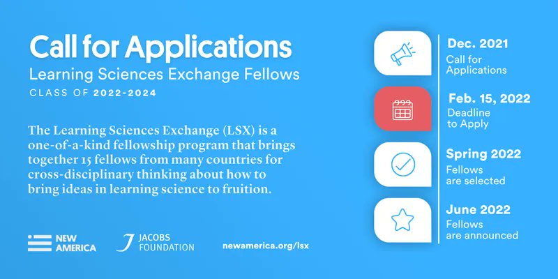 Calling all talented innovators and collaborators: Apply for the groundbreaking @lsxfellowship to bring the learning sciences to schools and communities around the world 🌎 : bit.ly/3odCKRw @NewAmericaEd