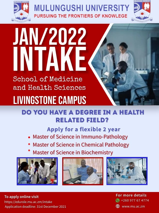 30 days remaining. Hit the road to a successful career. These programs are flexible to help you do your masters while working. Don’t miss the opportunity. Research is funded but places are limited. Spread the word. Contact program coordinator @sepiso_masenga smasenga@mu.ac.zm