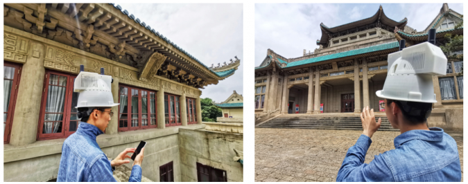 spatial_reality's tweet photo. The WHU-Helmet is equipped with LiDAR, monocular camera, IMU, GNSS receiver and edge-computing unit. The results are transmitted in real-time using 5G connection. https://t.co/rmnZuaB5bk