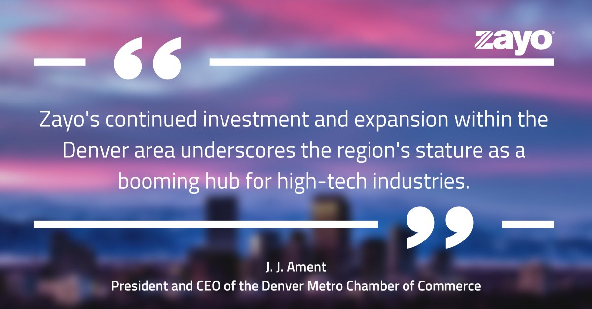 ZayoGroup's tweet image. Learn more about Zayo’s recent market expansion in Denver: go.zayo.com/denver-dedicat…