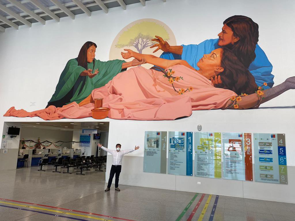 CPCchile's tweet photo. Para agradecer al personal de la salud, hoy inauguramos el mural en el hospital regional de Antofagasta. Gracias a los héroes que han cuidado con amor y entrega a todos los chilenos. #3xi #murales #personaldelasalud https://t.co/H2oI0rNqjq