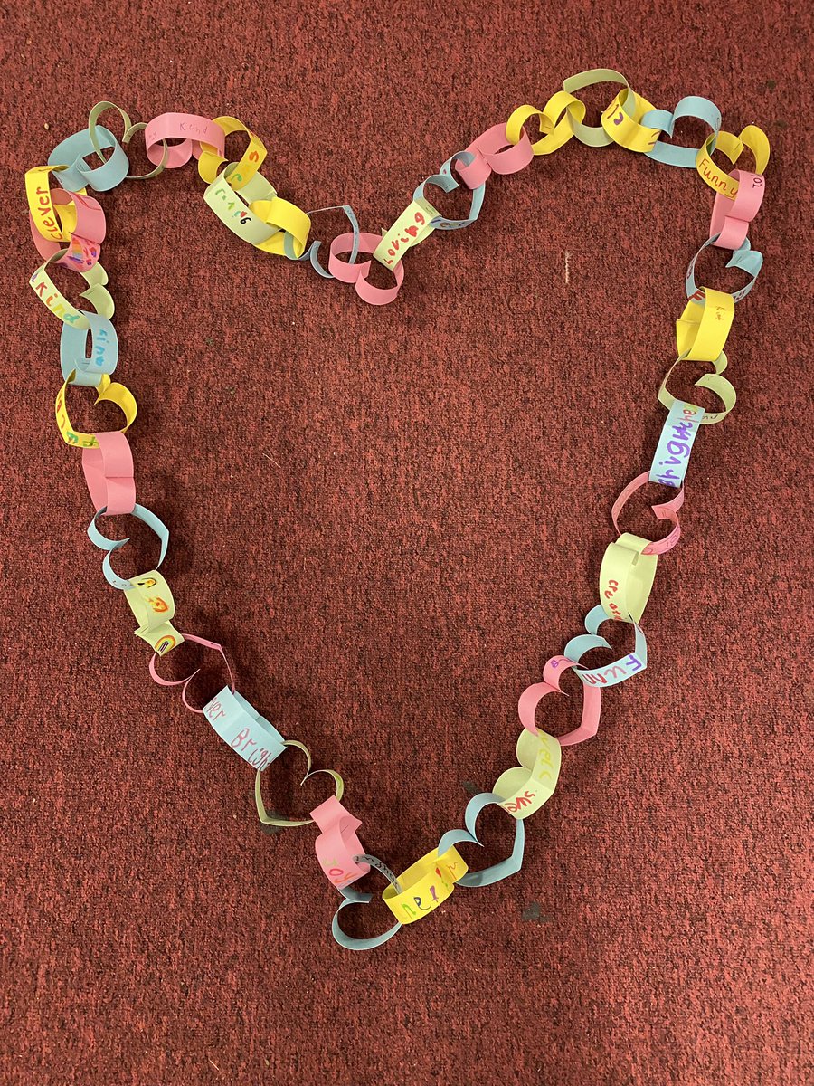 HarrysmuirPS's tweet photo. P2a’s heart chain made with kind words #KindnessThursday https://t.co/MUsQ4ILwaT