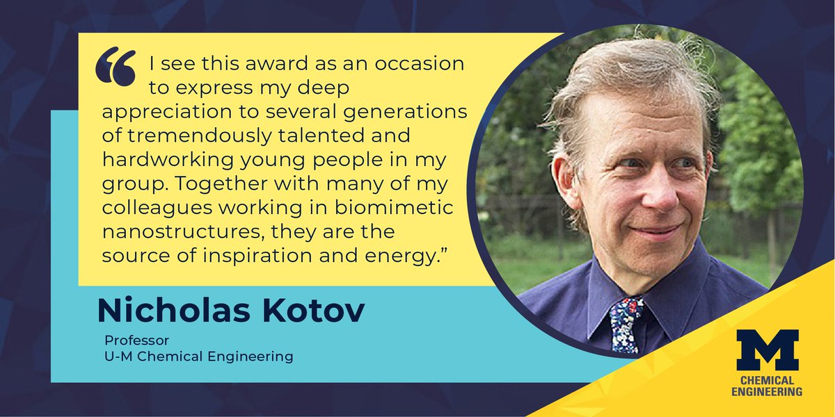 Michigan Chemical Engineering (@umichche) on Twitter photo As the recipient of the David Turnbull Lectureship, today U-M ChE's Nicholas Kotov (of <a href="/kotov_group/">Kotov Group 🇺🇦</a>) presented “Nanoscale Biomimetics: From Self-Assembled Nanocomposites to Chiral Nanostructures” at the <a href="/Materials_MRS/">Materials Research Society (MRS)</a> Fall meeting. Read more here: myumi.ch/3k3b2 As the recipient of the David Turnbull Lectureship, today U-M ChE's Nicholas Kotov (of <a href="/kotov_group/">Kotov Group 🇺🇦</a>) presented “Nanoscale Biomimetics: From Self-Assembled Nanocomposites to Chiral Nanostructures” at the <a href="/Materials_MRS/">Materials Research Society (MRS)</a> Fall meeting. Read more here: myumi.ch/3k3b2