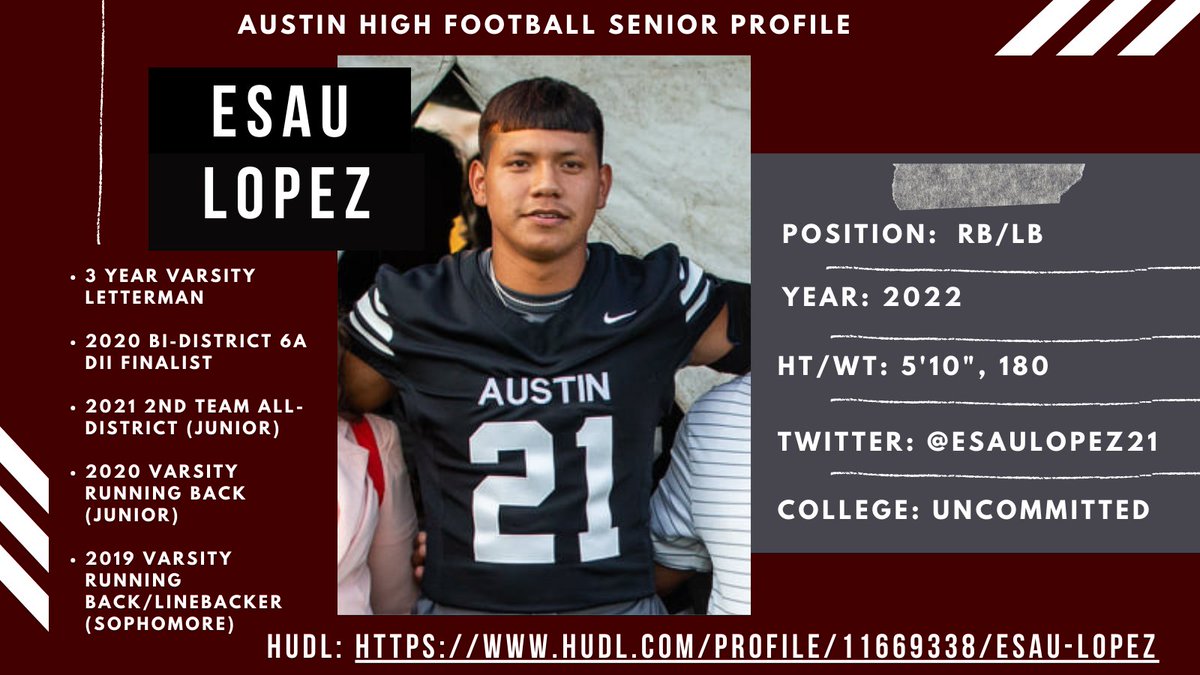 .#MaroonNation celebrates our SENIORS! <a href="/Esaulopez21/">Esau Lopez</a> you destroyed it man! #LoyalForever <a href="/AustinMaroonFB/">Austin High Football</a> #Seniors22 #TXHSfootball