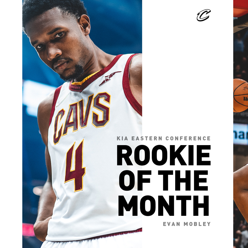 cavs's tweet photo. No surprise here.

@evanmobley is the @Kia Eastern Conference Rookie of the Month for October/November! #LetEmKnow
