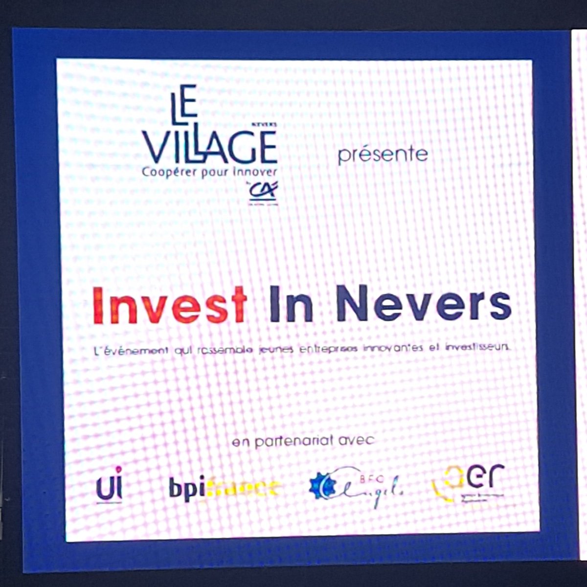 C'est parti pour Invest in Nevers, événement organisé par <a href="/villageCANevers/">Le Village by CA Nevers</a> en partenariat avec <a href="/Bpifrance/">Bpifrance</a> @AERBFC  UI Investissement et <a href="/BFCAngels/">BFC ANGELS</a>. Cette soirée met les startups à l'honneur en rassemblant les jeunes entreprises innovantes et #investisseurs