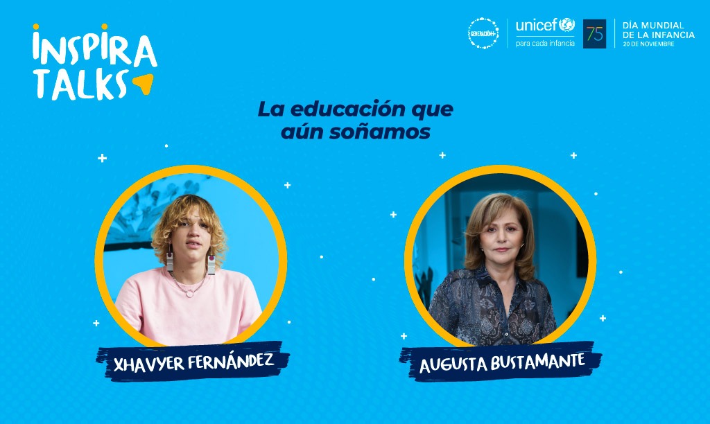 unicefecuador's tweet photo. ¿Con qué educación sueñas?
@AugustaBustama y Xhavy Fernández nos comparten su visión y cómo reimaginan la educación en el futuro.
Mira #InspiraTALKS, una serie de inspiradoras conversaciones para conmemorar los 75 años de UNICEF https://t.co/Oi39hQhJJA
#UNICEF75
#GeneraciónMÁS https://t.co/UT9yJQtULf