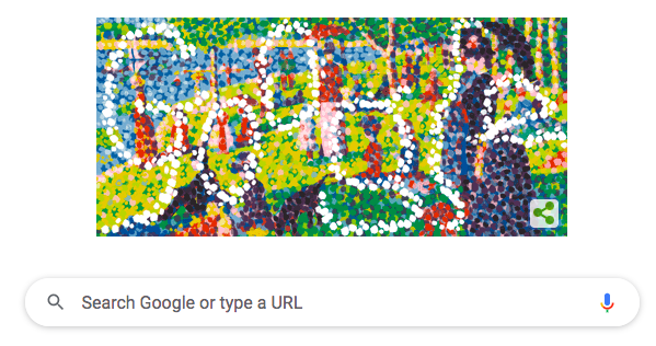 DefenseBaron's tweet photo. Today's Google doodle, for "Georges Seurat's 162nd Birthday" but also.... #finishingthehat #Sondheim #youwillbeinthispainting #livinginit #white #blankpage #canvas #itshotuphere https://t.co/GuKm8g54HN