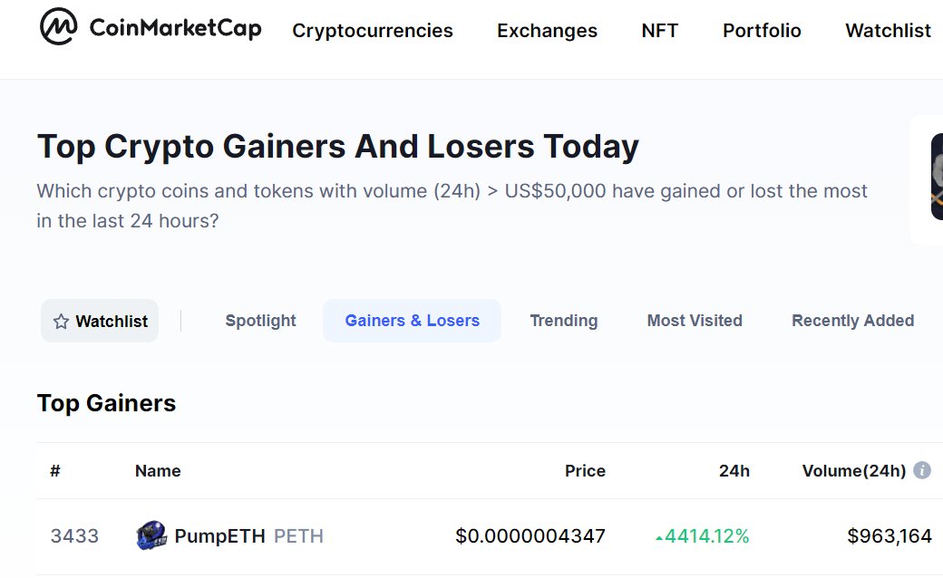 #1 in <a href="/CoinMarketCap/">CoinMarketCap</a>  LET'S #PumpETH!