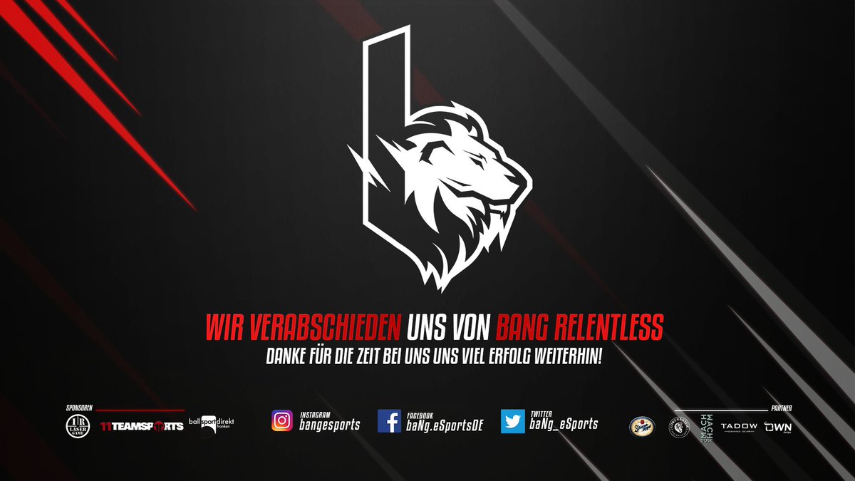 baNg_eSports's tweet photo. ℹ @RelentlessDE verlässt baNg nach 1 ½ Jahren ℹ
Mit Relentless, das bei zahlreichen UGTs &amp; anderen Cups zu den Top 15 Teams gehörte &amp; uns repräsentierte, verlässt uns ein wichtiger Baustein baNgs.
Das Team wird bei @BlackSquareGG spielen - viel Erfolg &amp; danke für die gute Zeit. https://t.co/LwUWV2gKNB