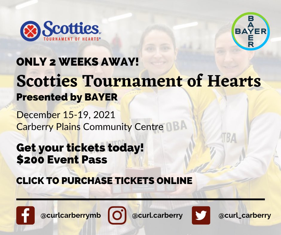 🚨 TWO WEEKS AWAY 🚨

Get your tickets for the Manitoba Scotties and watch who will become the next Team Manitoba! 💛🤎

Visit the link below to purchase 🎟 

#CurlCarberry
<a href="/curl_carberry/">Curl Carberry</a> 

curl-carberry.square.site