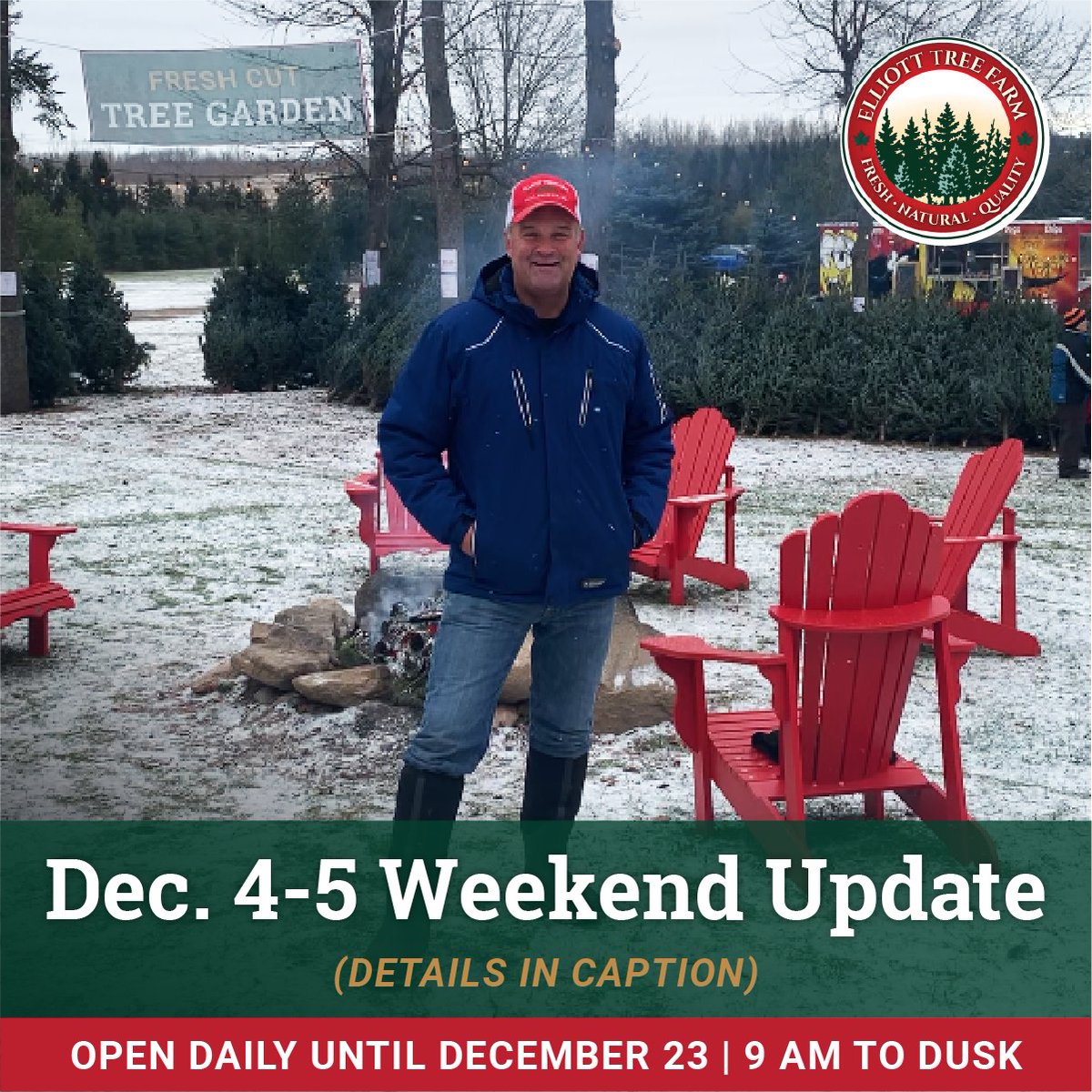 ElliottTreeFarm's tweet image. For the December 4 and 5, 2021 weekend we have LOTS of premium fresh cut fir and spruce Christmas trees available for you to choose from 5ft to 9ft priced from $89 to $139. Visit elliotttreefarm.ca for full details