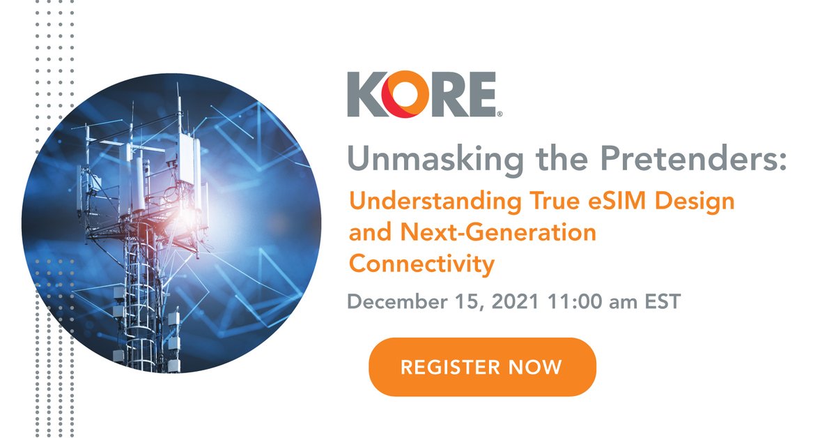 Can you spot a pretender? Join our webinar, "Unmasking the Pretenders: Understanding True eSIM Design and Next-Generation Connectivity" to see if you can spot a true eSIM. Register today to receive an exclusive eBook from KORE: us02web.zoom.us/webinar/regist…