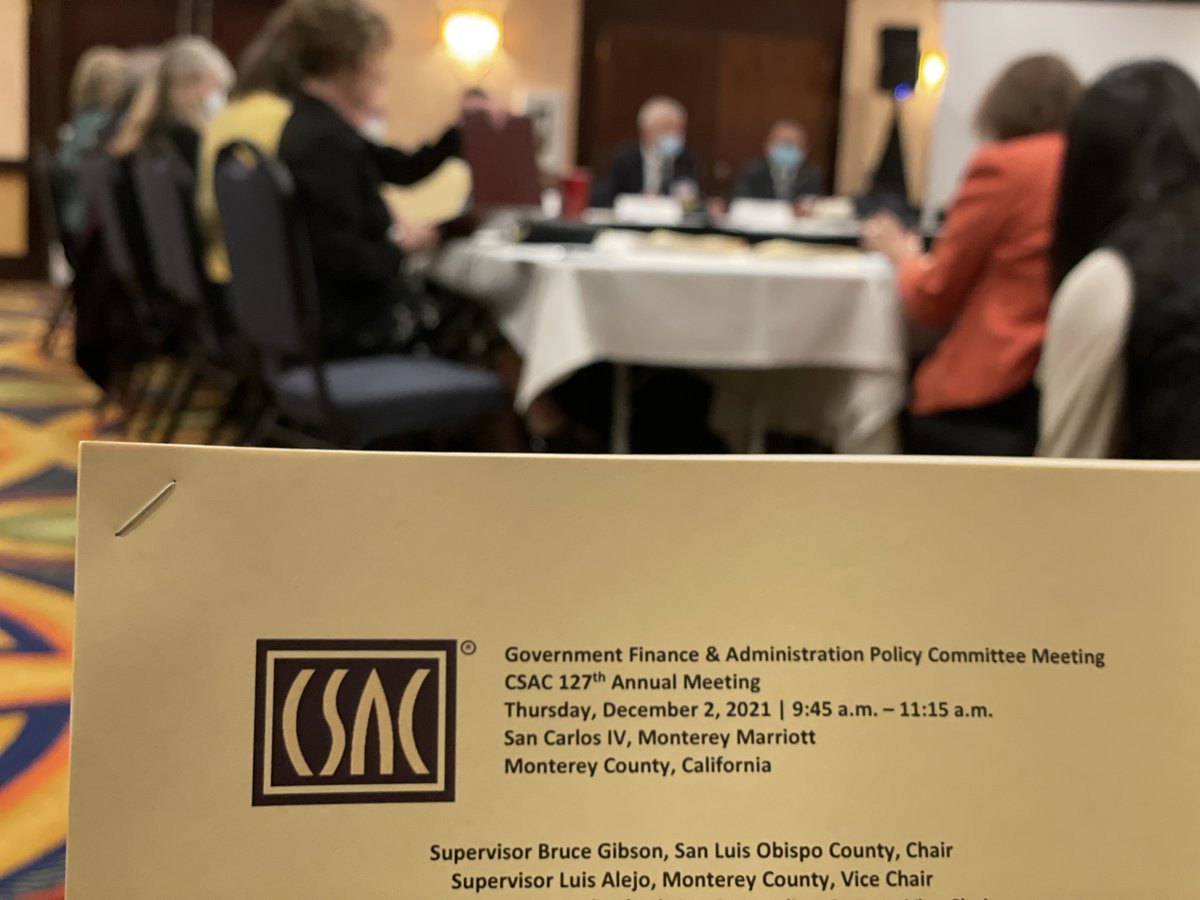 CSAC_Counties's tweet photo. The Government Finance & Administration Policy Committee’s agenda highlights vital #CACounties priorities like updating the #Broadband policy in the #CSAC Platform, discussing principles for open county meeting legislative changes & setting 2022 goals. @countydata #CSACAM2021 https://t.co/qPrJ4C3y60
