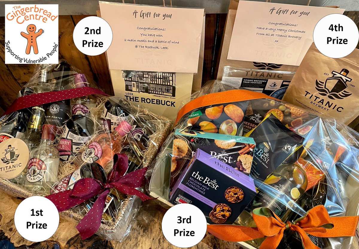 TitanicBrewers's tweet photo. ENTER THE RAFFLE!

We are running a raffle in our Brewery shop to raise money for @thegingerbreadcentre who support vulnerable families!

There are 4 prizes available to win!

£1 per raffle ticket 

Pop down to our Brewery shop to help raised money for a great cause! 

#charity https://t.co/DsMC7I0NDd