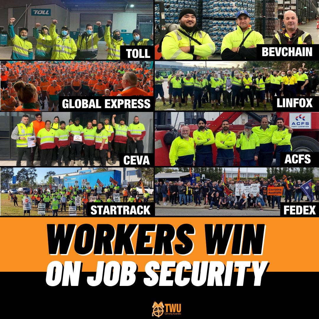 TWUAus's tweet photo. After seven months, FedEx workers have reached an in-principle agreement with the company.

Across the industry, transport workers have won significant job security protections through their brave national actions over many months.

Thank you for your #truckiesolidarity. #auspol https://t.co/kewwngSJpr