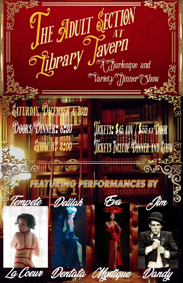 DMVariety's tweet photo. Only 2 more days until our triumphant return to the Library Tavern! Will it be sexy? Yeah. Will it be... cheesy? Also yes. https://t.co/knt3SLBre8