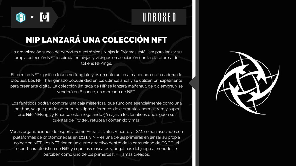 UnboxedES's tweet photo. #UXRec | @NIP lanzará su colección de #NFT 🔂
#NFTCommunity #NFTs https://t.co/IgkY3BUj31