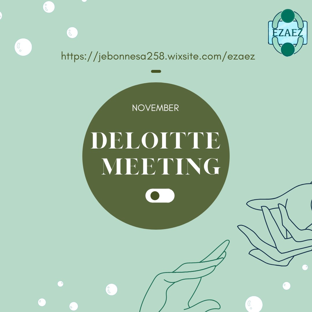 ezaezve's tweet photo. We are honored to have the opportunity to meet with Deloitte. Deloitte representatives has given us amazing advice regarding Ezaez. Thank you so much Deloitte
#ve #veinternational #Ezaez #virtualenterprise #aofe https://t.co/TXn8OJ3Mfa