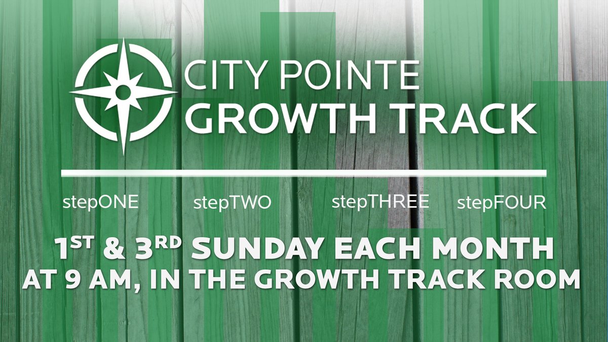 Join us TOMORROW, at 9 AM for Growth Track with Pastor Fred. 
If you plan to attend, let us know by emailing Pastor Fred at fharrold@citypointechurch.com.