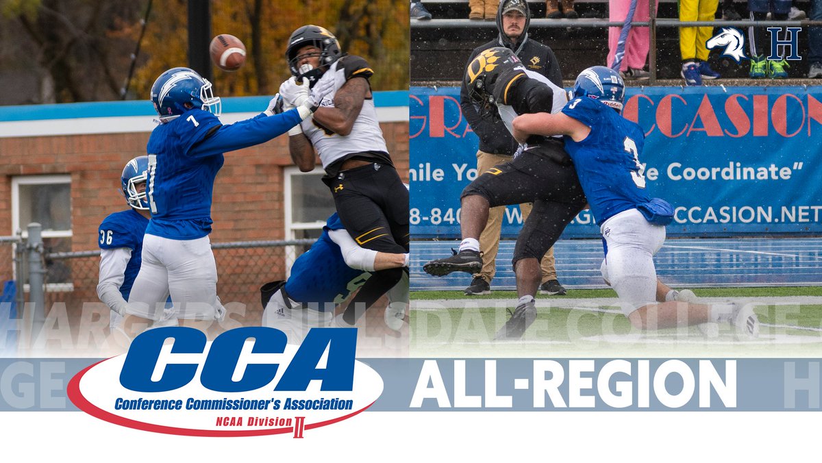 HCChargers's tweet photo. Congrats to @Hillsdale_FB's Alex Anschutz and Zach Herzog on earning @d2cca All-Region honors this morning! #ChargeOn  
Release: https://t.co/h9zOLjtYWK https://t.co/0wCW6Faqub
